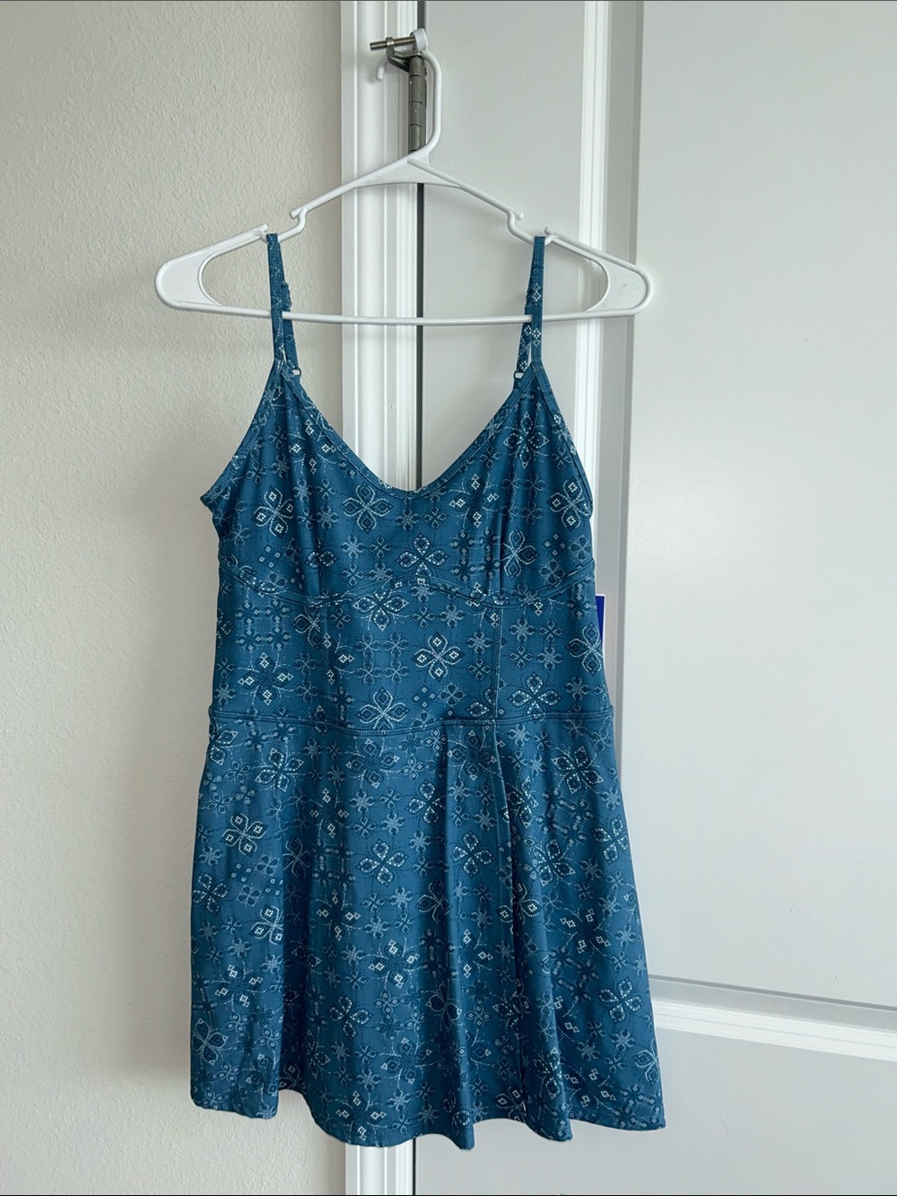 JoyLab Teal Blue Printed Athletic Dress with Shorts.